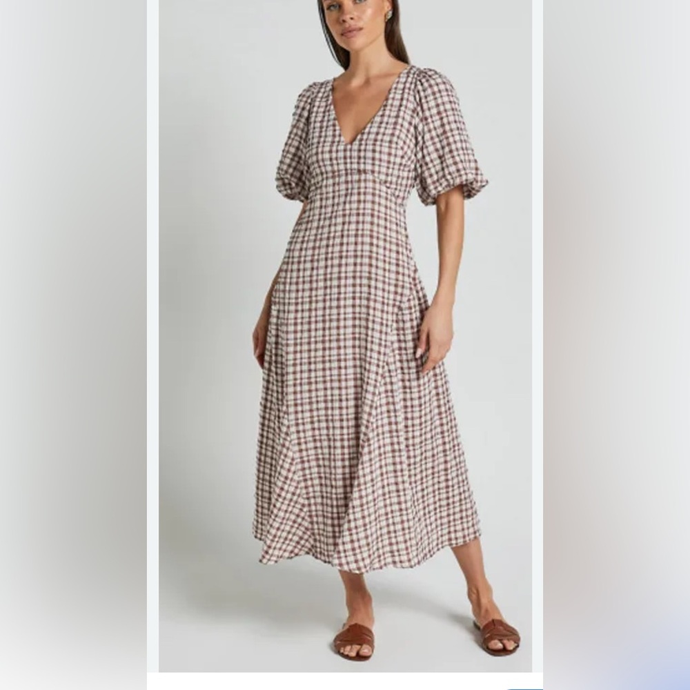Showpo Brown Gingham Dress
